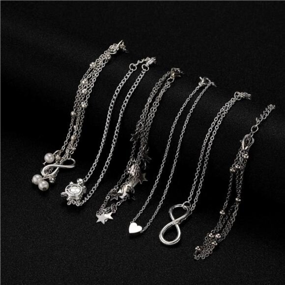 12pcs Women's Charm Anklet Set Gold Multilayer Adjustable Ankle Bracelets Boho - Picture 2 of 7